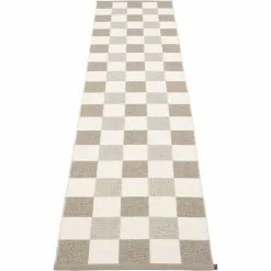Pappelina Pix Rug Dark Linen / Vanilla / Linen, 70x300 Cm