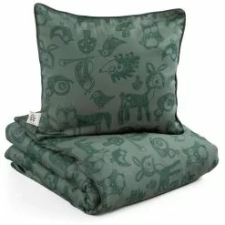 Sebra Forest Vuodevaatteet 100x130 + 38x55 Cm, Bottle Green