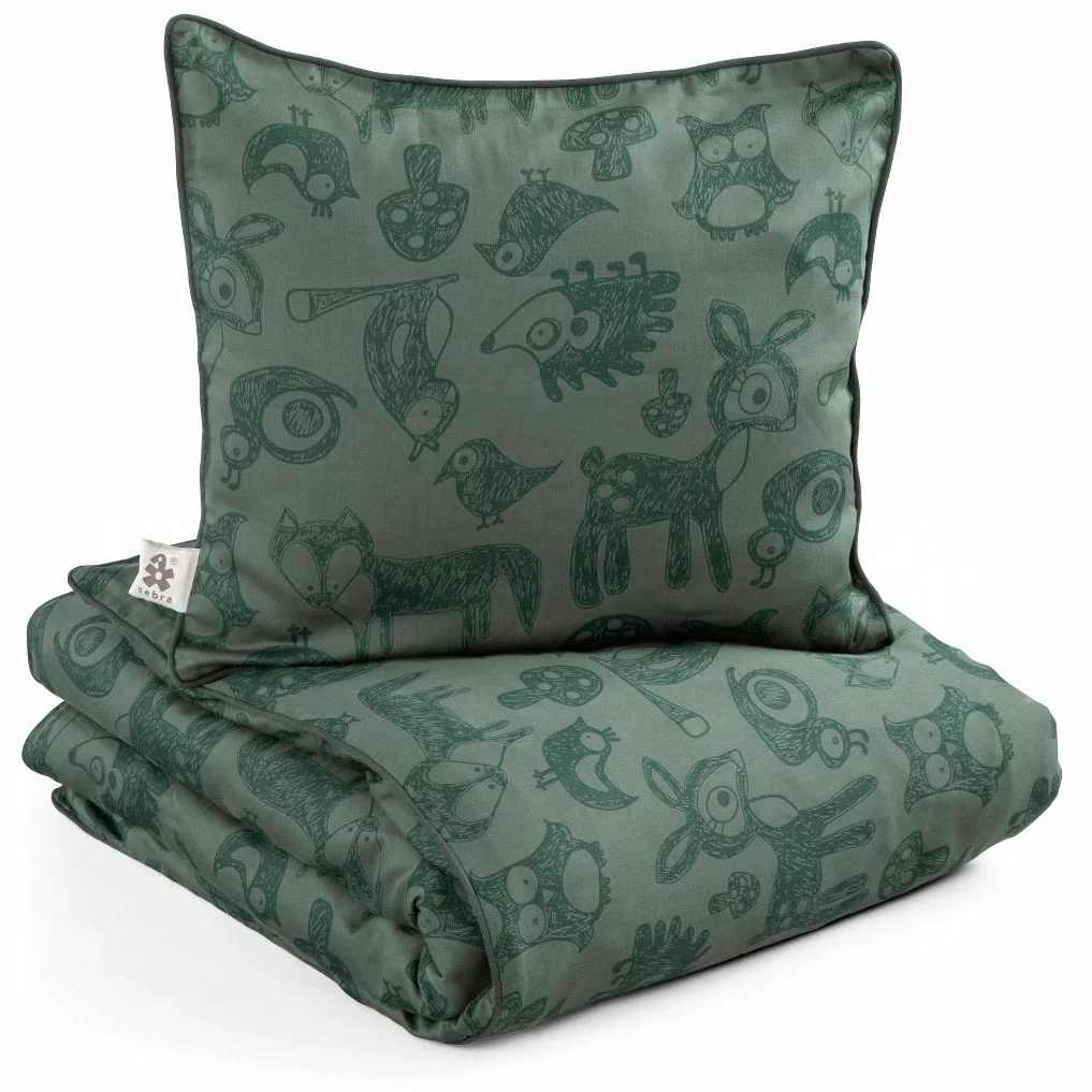 Sebra Forest Vuodevaatteet 100x130 + 38x55 Cm, Bottle Green 1 Sebra Forest Vuodevaatteet 100x130 + 38x55 Cm, Bottle Green
